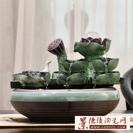 家居小型客厅鱼缸流水器摆件装饰陶瓷工艺喷泉桌面新中式创意礼品