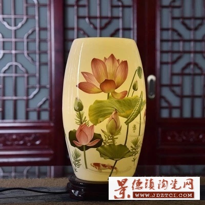中式实木客厅书房实木灯具中国风暖光灯饰结婚陶瓷台灯卧室床头灯