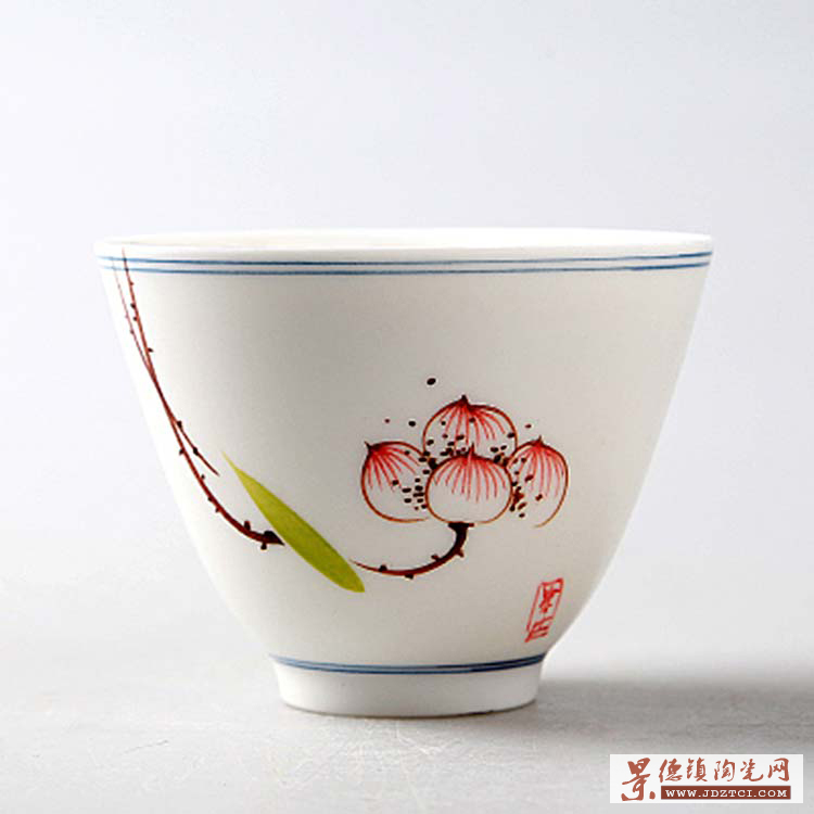 景德镇青花瓷功夫大号茶杯手绘陶瓷品茗杯