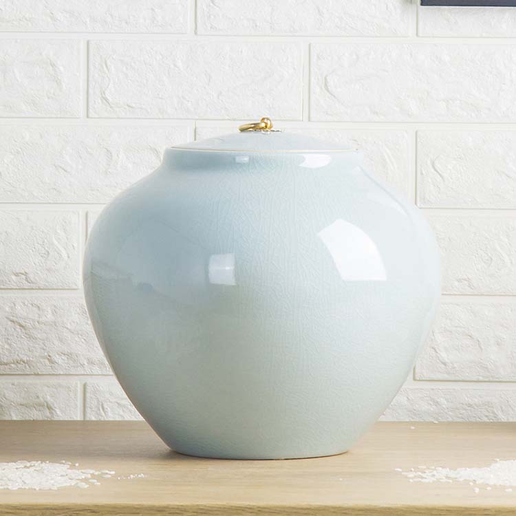 陶瓷米缸米桶储米箱10kg20斤装带盖手工影青瓷茶叶缸茶水缸干货厨房收纳储物