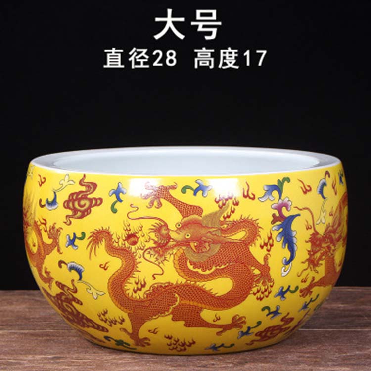 景德镇陶瓷器手绘金鱼缸