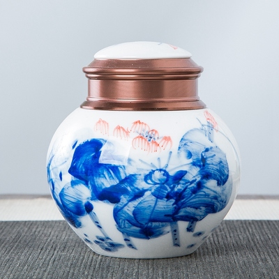 陶瓷茶具配件青花瓷茶叶盒茶叶包装罐储物密封香粉药罐茶叶罐